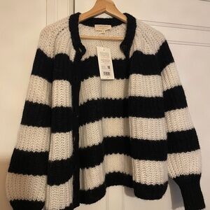 Sézane Emile cardigan in ecru/noir